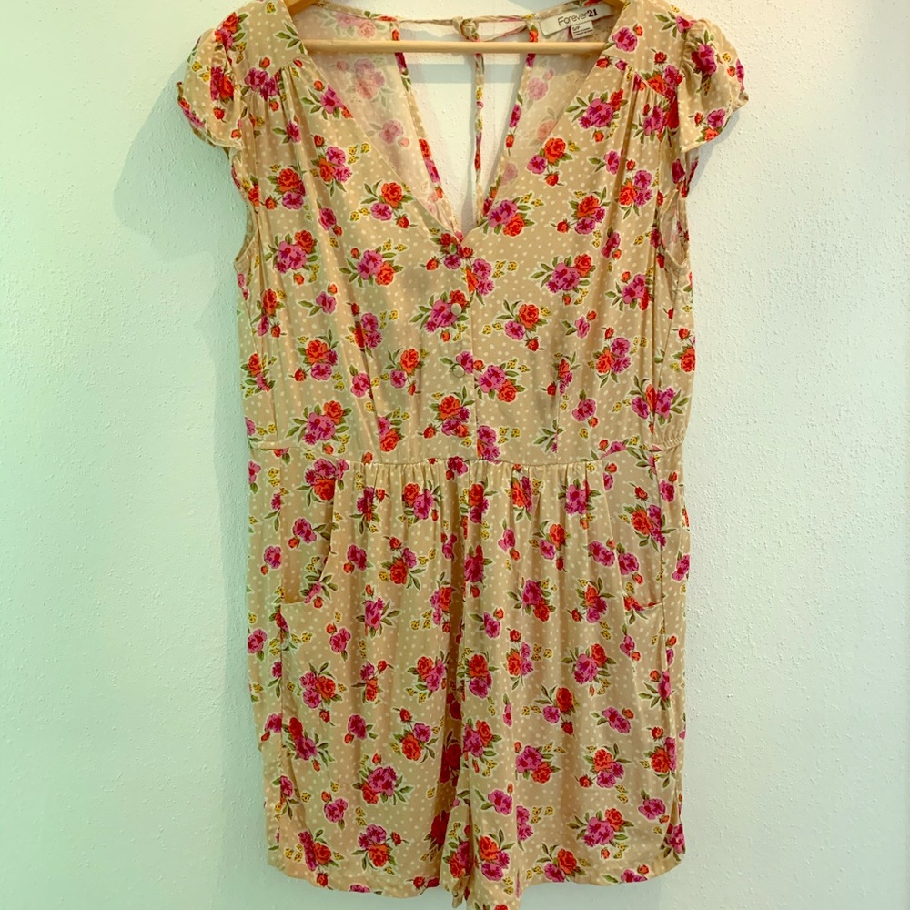 Floral polka dot romper
